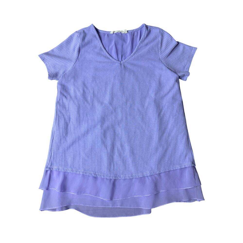 Soft Surroundings Layered Hem Top Women’s M Lavender Button Back Tunic